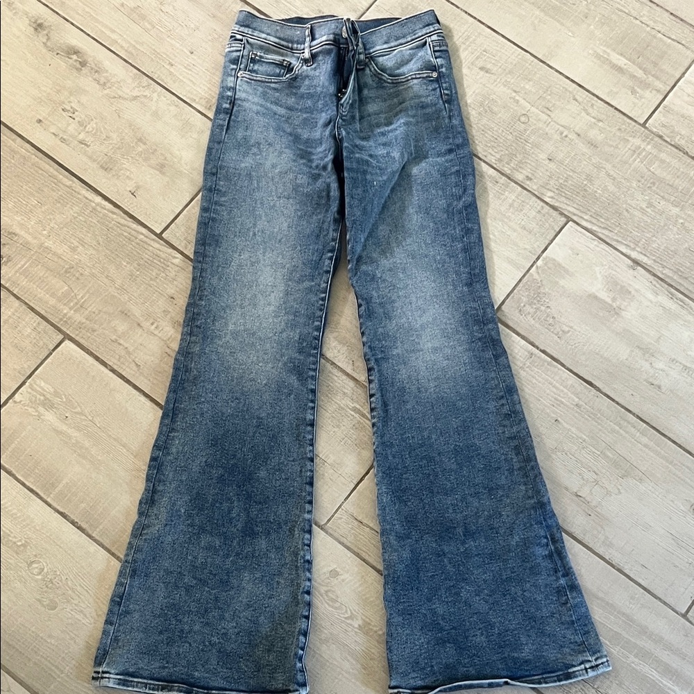 Express Denim Flare Jeans in Classic Blue